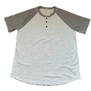 🦅 American Eagle AE Men Baseball Sleeve short sleeve Henley tee . Gray top L
